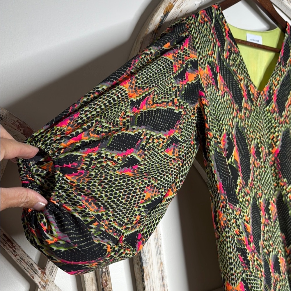 Adrienne Multicolor Snake Print V-Neck Blouse - Picture 3 of 5